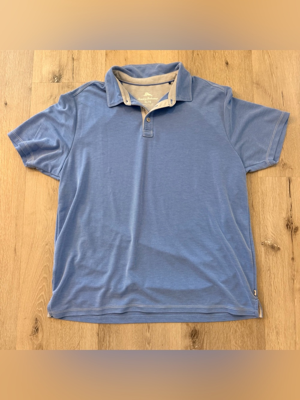 Tommy Bahama Washed Blue Tencel Blend Short Sleeve Polo Size XL
